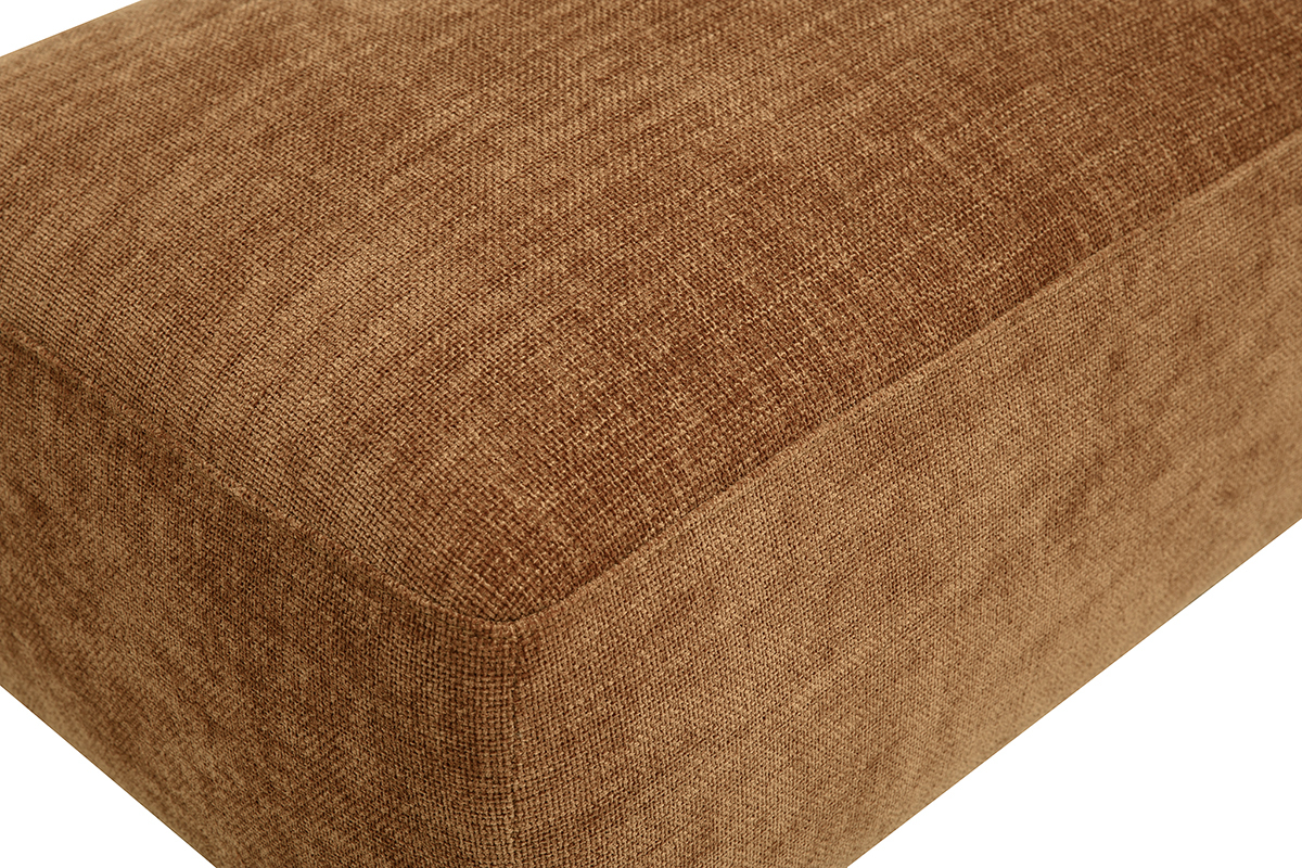 Pouf repose pieds en tissu effet velours textur� terre br�l�e JOYA