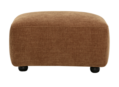 Pouf repose pieds en tissu effet velours textur&eacute; terre br&ucirc;l&eacute;e JOYA