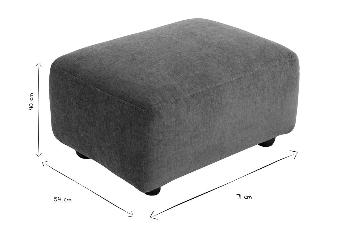 Pouf repose pieds en tissu effet velours vert kaki JOYA