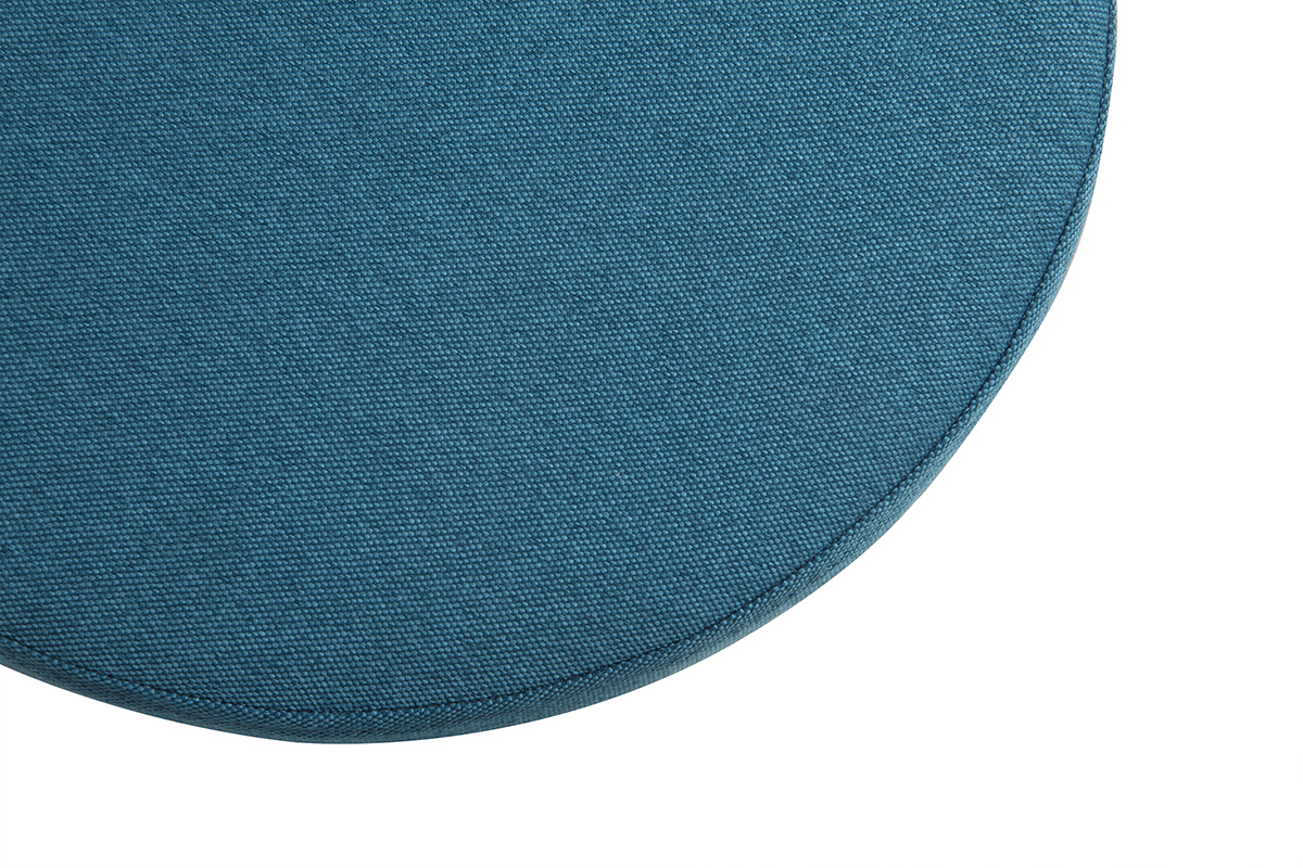 Pouf rond en tissu bleu canard et m�tal dor� BETTY