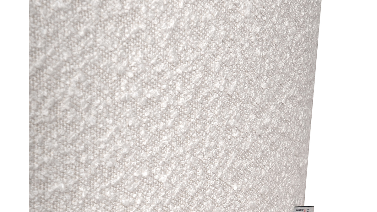 Pouf rond en tissu effet laine boucle blanc D100 cm SIMON
