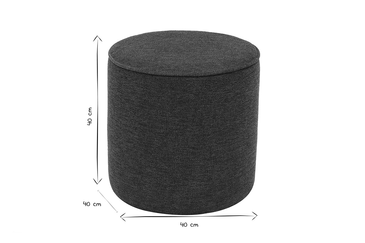 Pouf rond en tissu effet velours textur bleu fonc D40 cm PAUL
