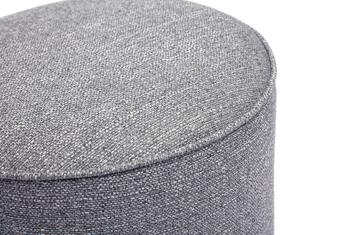 Pouf rond en tissu gris clair D40 cm PAUL