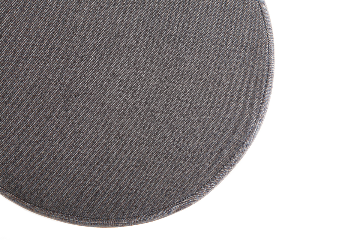 Pouf rond en tissu gris et m�tal dor� BETTY