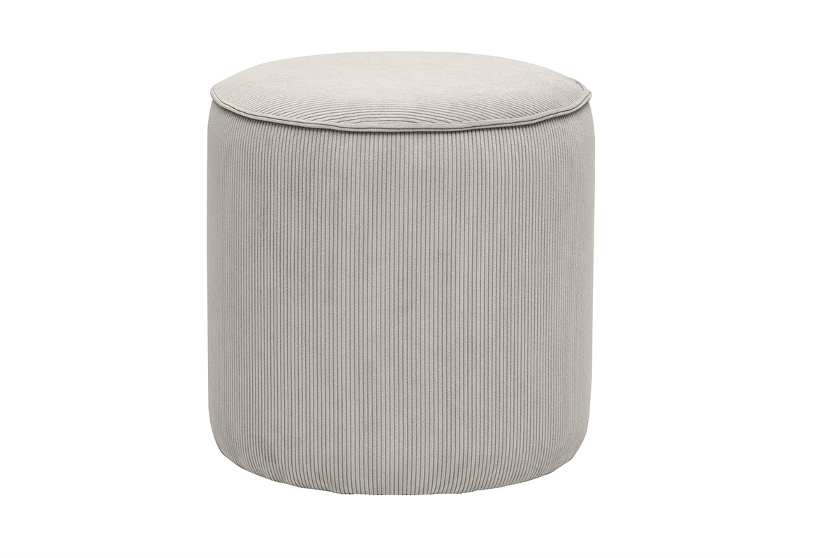 Pouf rond en tissu velours ctel taupe D40 cm PAUL