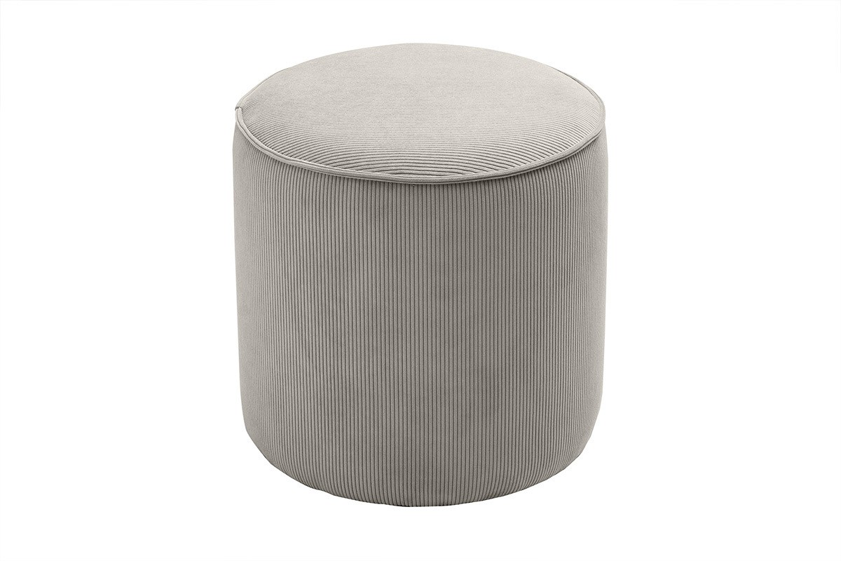 Pouf rond en tissu velours ctel taupe D40 cm PAUL