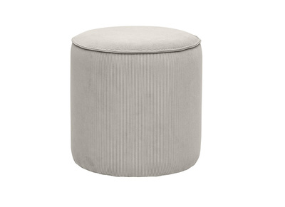 Pouf rond en tissu velours côtelé taupe D40 cm PAUL