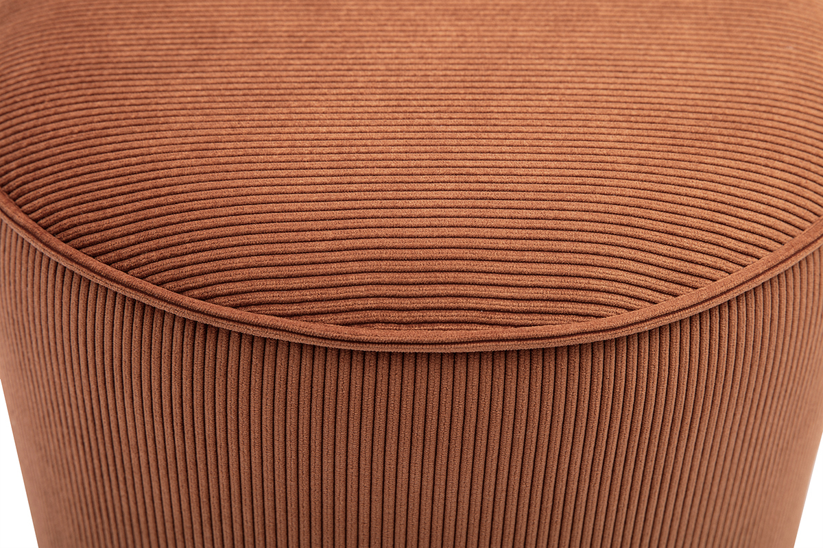 Pouf rond en velours ctel terre brle D40 cm PAUL