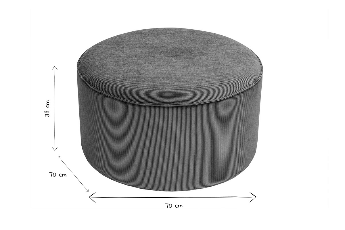 Pouf rond en velours ctel terre brle D70 cm PAUL