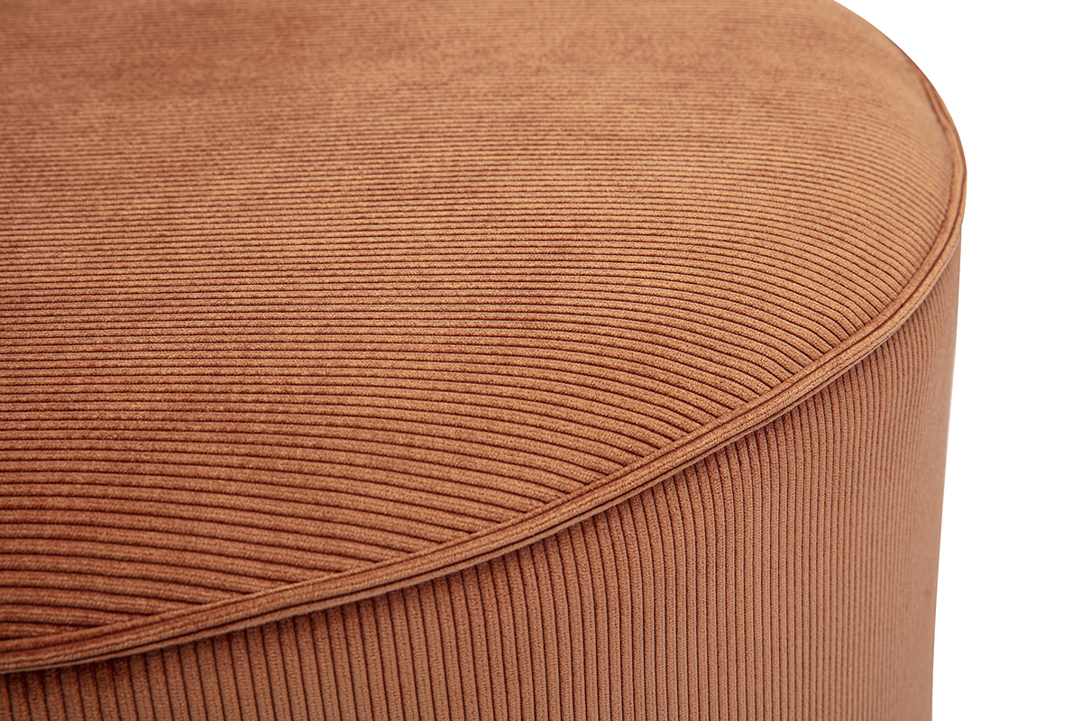 Pouf rond en velours ctel terre brle D70 cm PAUL