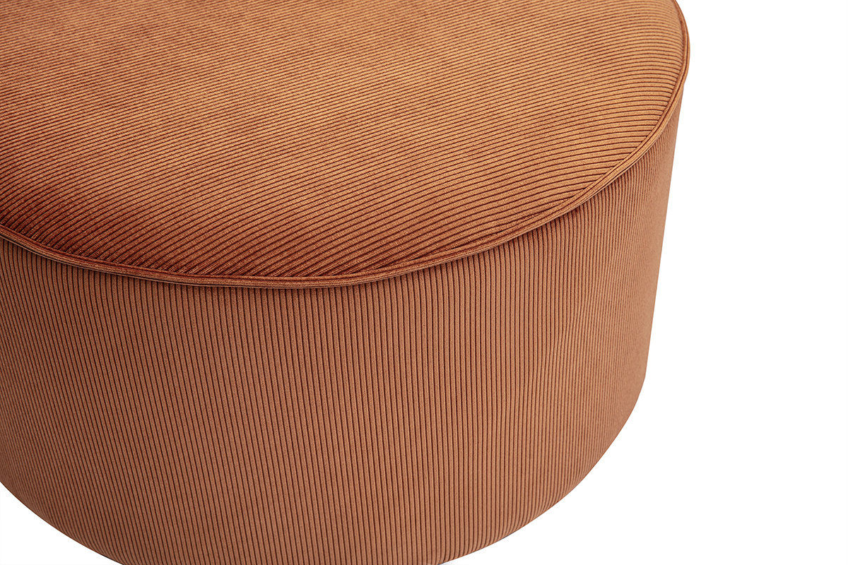 Pouf rond en velours ctel terre brle D70 cm PAUL
