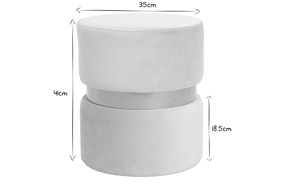 Pouf rond en velours rose et mtal dor JOY