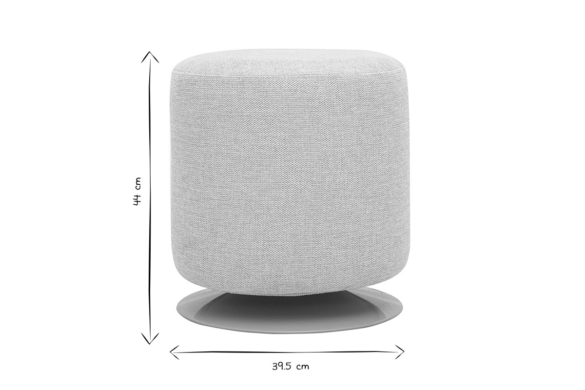 Pouf rond pivotant en tissu effet velours textur� beige et m�tal D39.5 cm VOLNAY