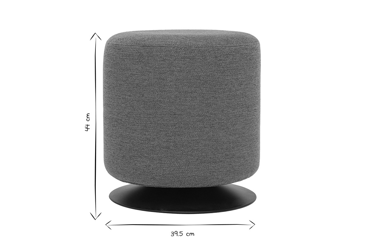 Pouf rond pivotant en tissu effet velours textur� terre br�l�e et m�tal D39.5 cm VOLNAY