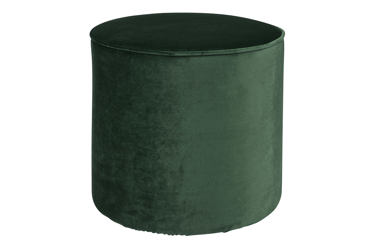 Pouf rond velours vert �meraude PICKLES