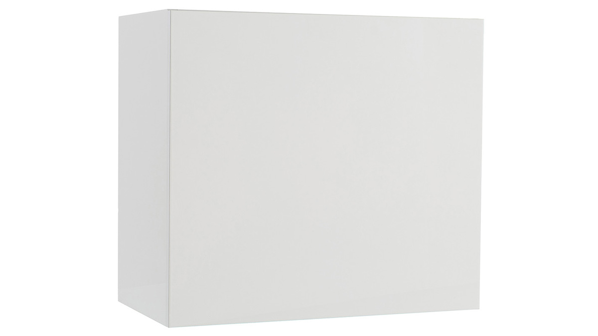 Rangement mural fermé carré finition blanc laqué brillant L55 cm ETERNEL