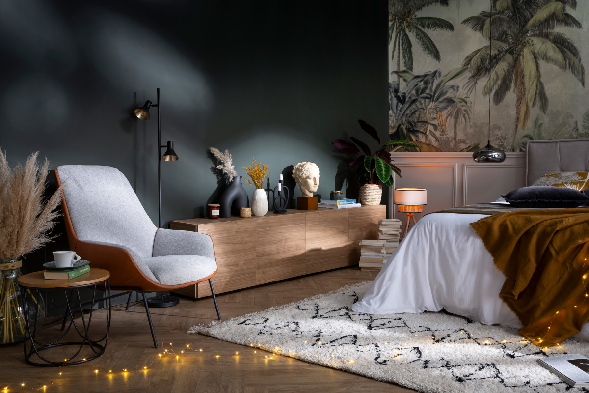 Rangement mural ferm� carr� finition gris fonc� L55 cm ETERNEL