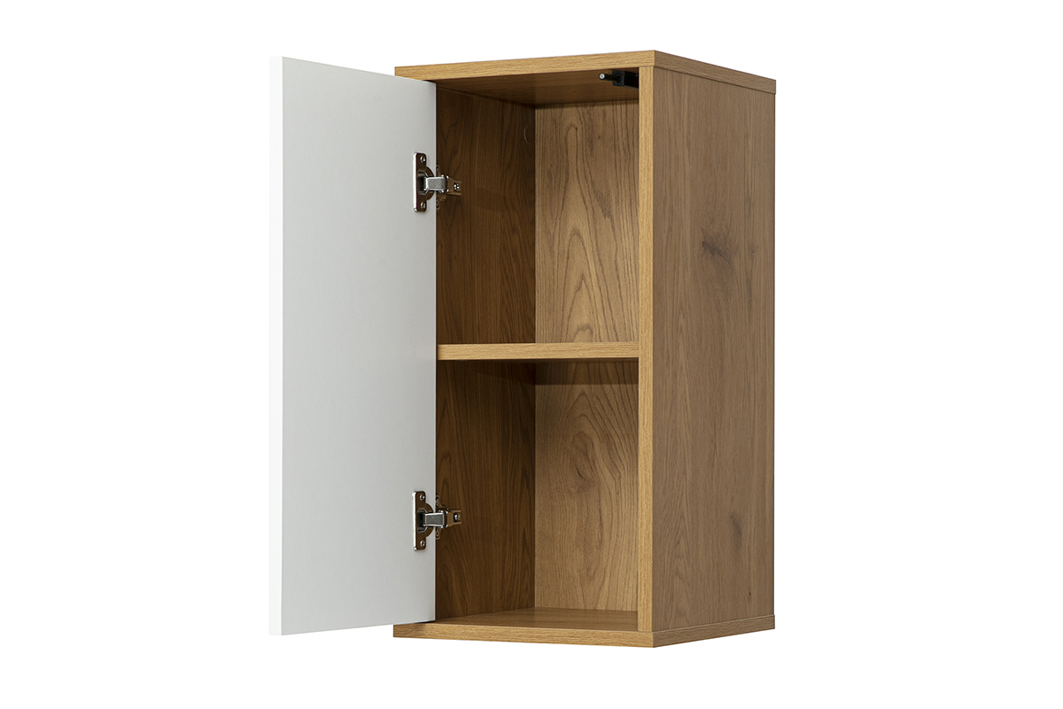 Rangement mural finition blanche et bois clair ch�ne L30 cm FLEXO