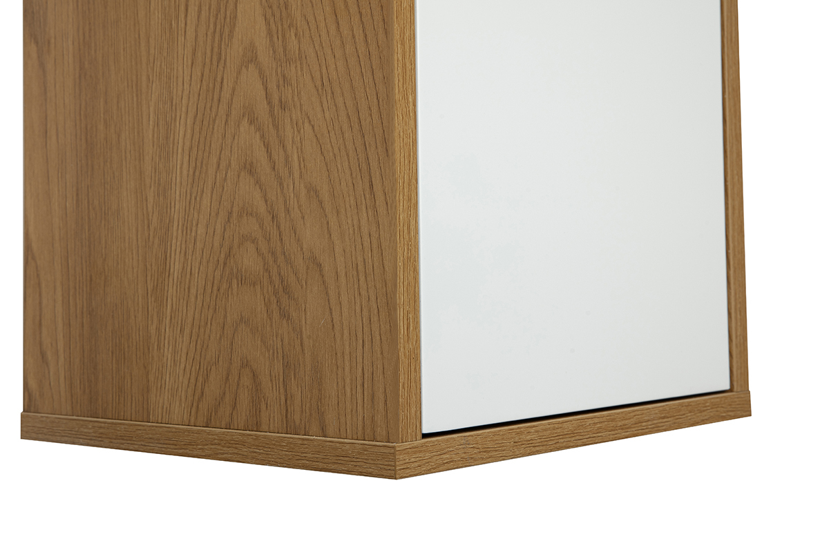 Rangement mural finition blanche et bois clair ch�ne L30 cm FLEXO