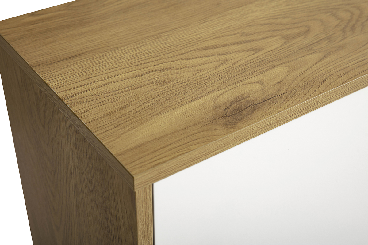 Rangement mural finition blanche et bois clair ch�ne L55 cm FLEXO