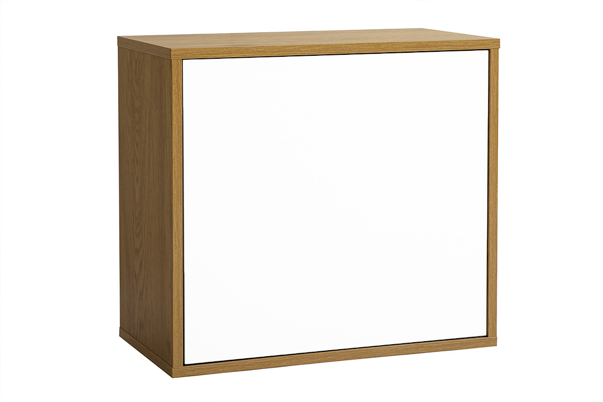 Rangement mural finition blanche et bois clair ch�ne L55 cm FLEXO