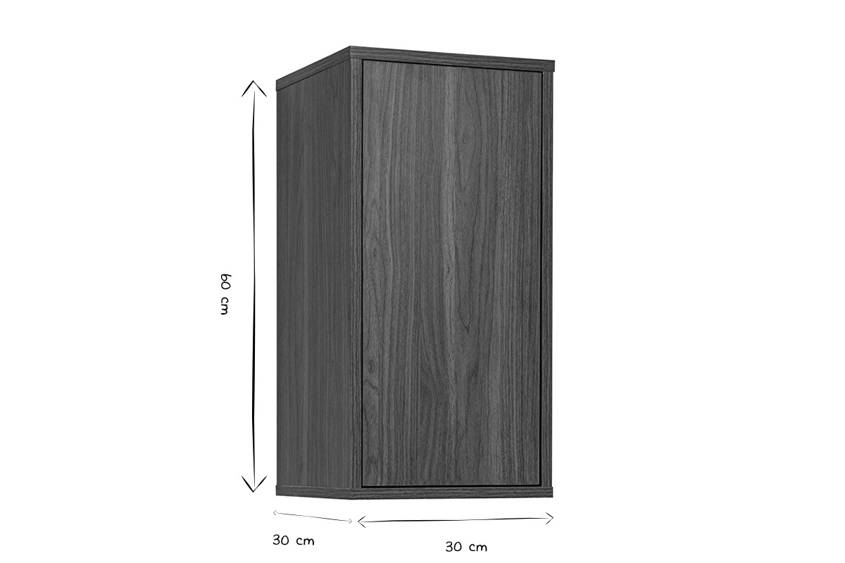 Rangement mural finition bois fonc� noyer L30 cm FLEXO