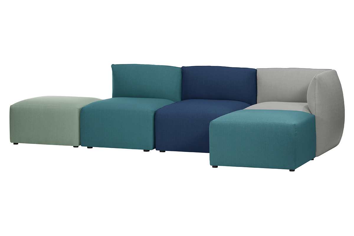 Repose-pieds design tissu bleu fonc� MODULO