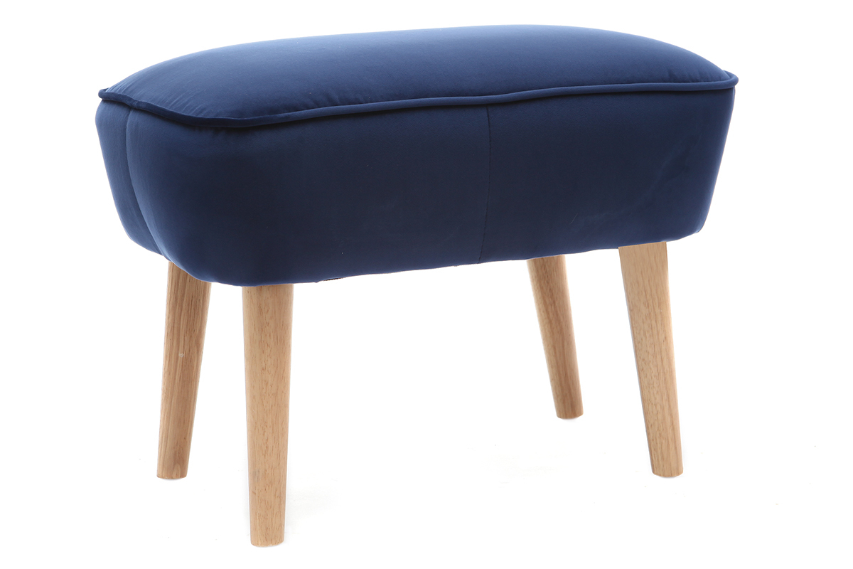 Repose pieds velours bleu fonc� ZOLA