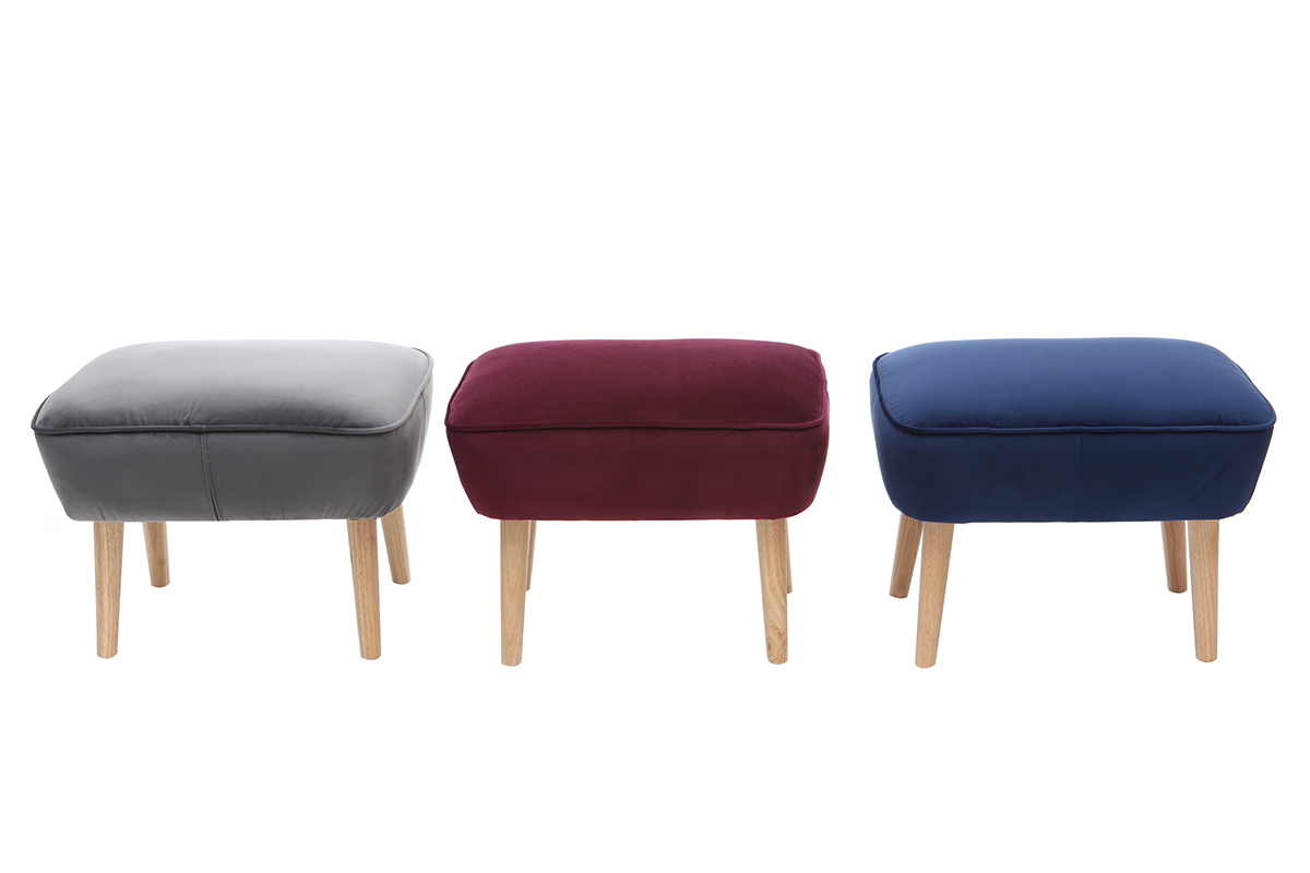 Repose pieds velours bleu fonc� ZOLA