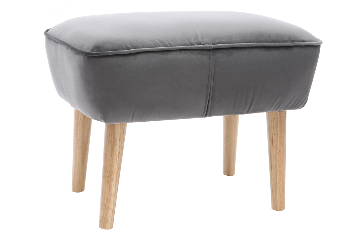 Repose pieds velours gris fonc� ZOLA