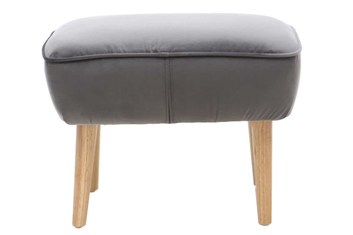 Repose pieds velours gris fonc� ZOLA