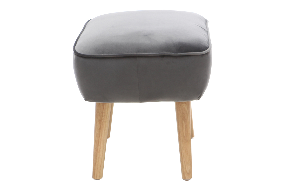 Repose pieds velours gris fonc� ZOLA