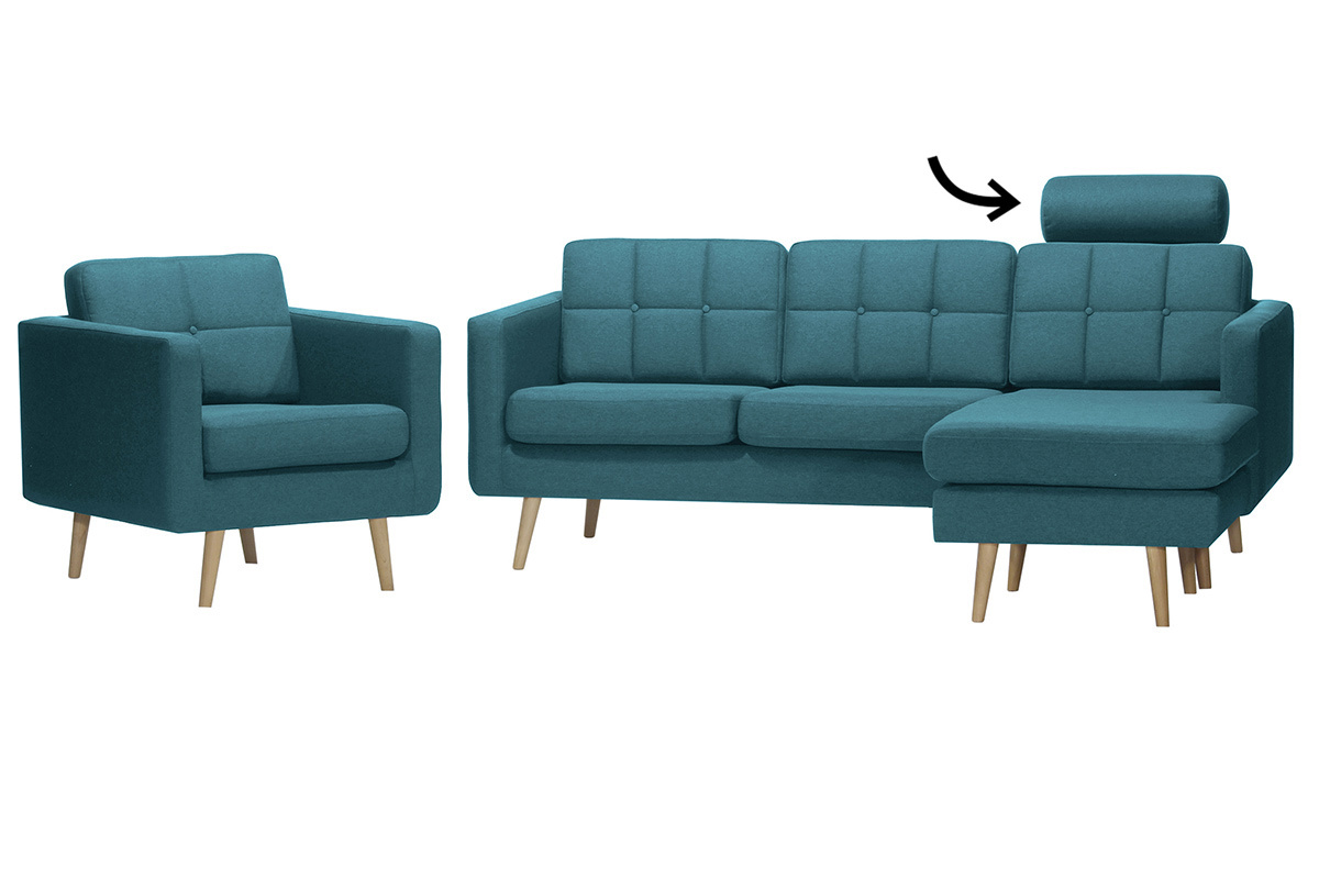 Repose-t�te amovible en tissu bleu canard ELFE