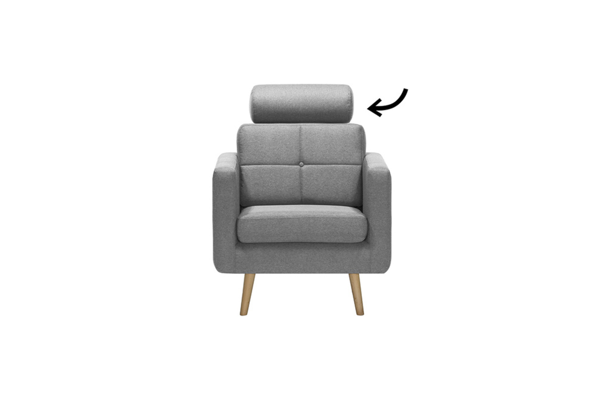 Repose-t�te amovible en tissu gris clair ELFE