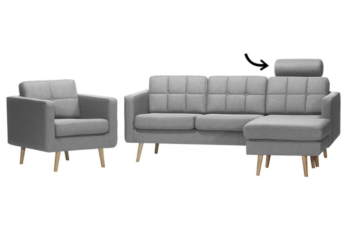 Repose-t�te amovible en tissu gris clair ELFE