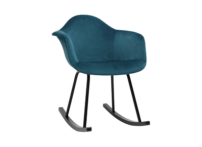 Rocking chair design effet velours bleu p&eacute;trole MAMBO
