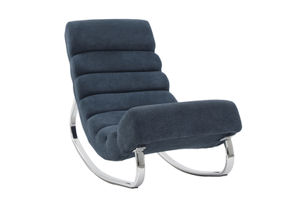 Rocking chair design effet velours bleu TAYLOR