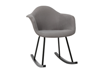 Rocking chair design effet velours gris clair MAMBO