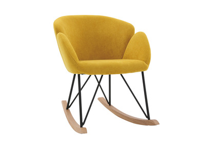 Rocking chair design effet velours jaune moutarde RHAPSODY - Miliboo & St&eacute;phane Plaza