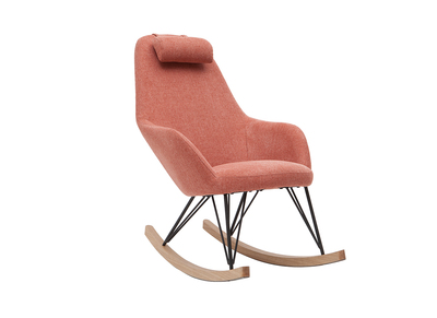 Rocking chair design effet velours textur&eacute; terracotta JHENE