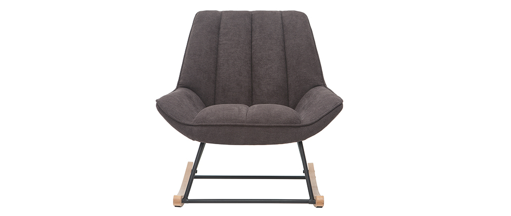 Rocking chair design en tissu effet velours gris fonc� BILLIE