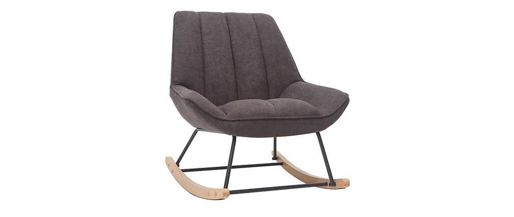 Rocking chair design en tissu effet velours gris fonc� BILLIE