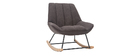 Rocking chair design en tissu effet velours gris fonc&eacute; BILLIE