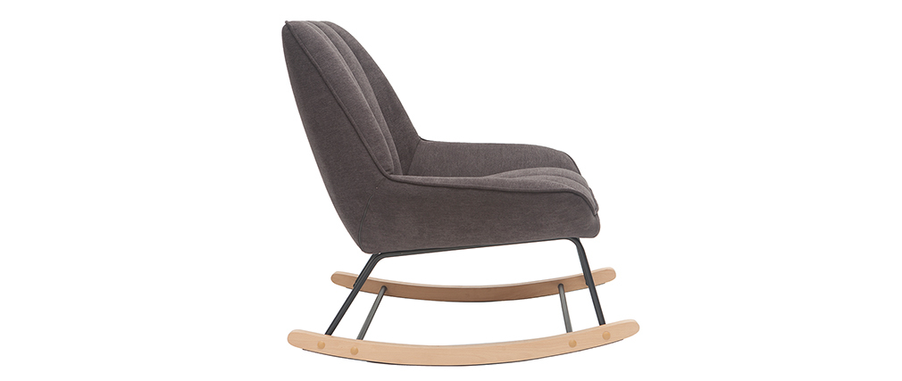 Rocking chair design en tissu effet velours gris fonc� BILLIE