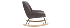 Rocking chair design en tissu effet velours gris fonc&eacute; BILLIE