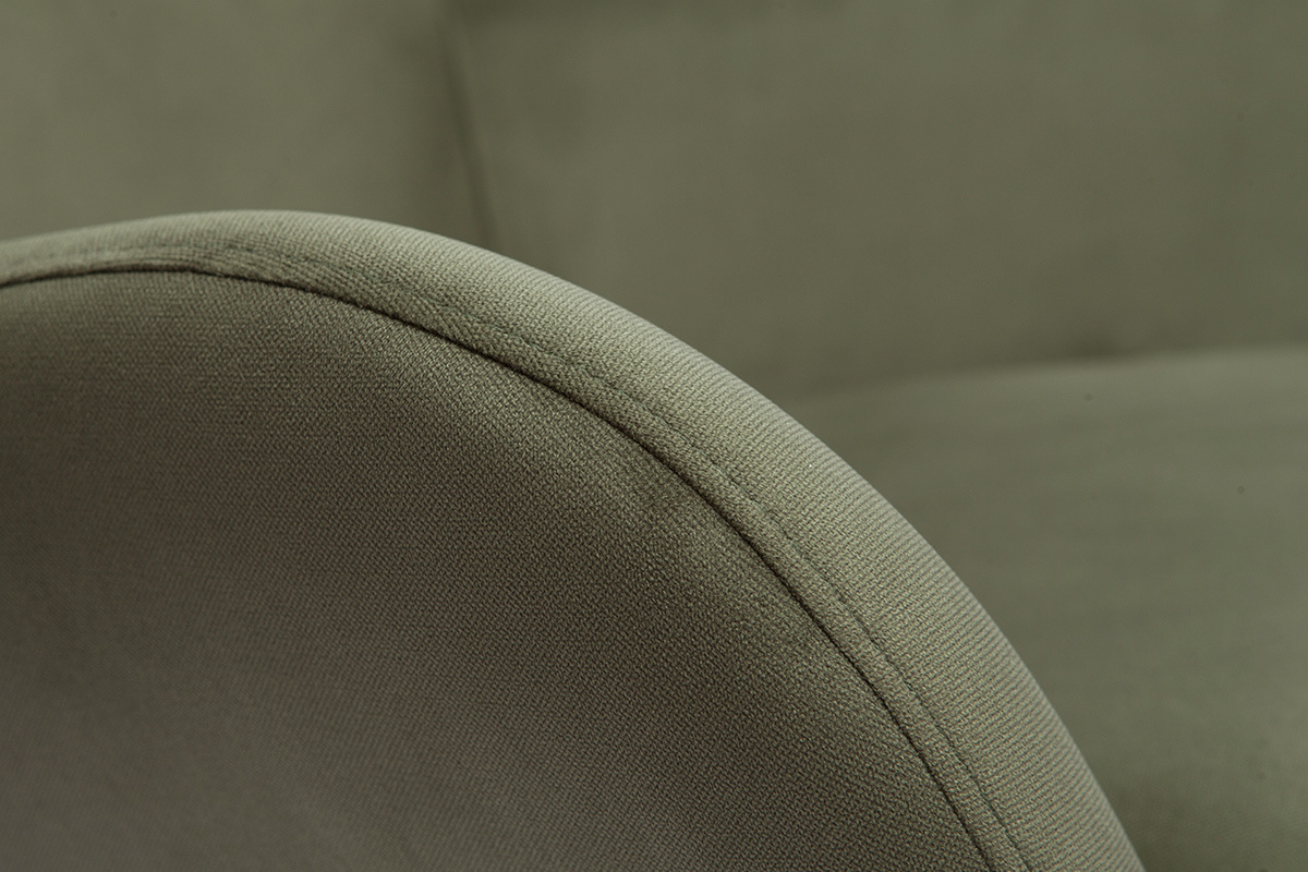 Rocking chair design en tissu effet velours kaki, mtal noir et bois clair ESKUA
