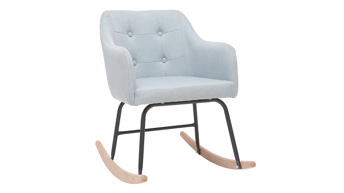 Rocking chair design en tissu gris bleu BALTIK