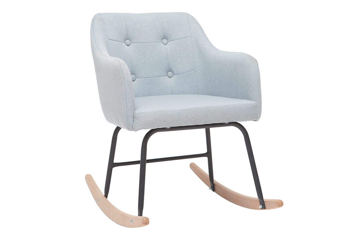 Rocking chair design en tissu gris bleu BALTIK