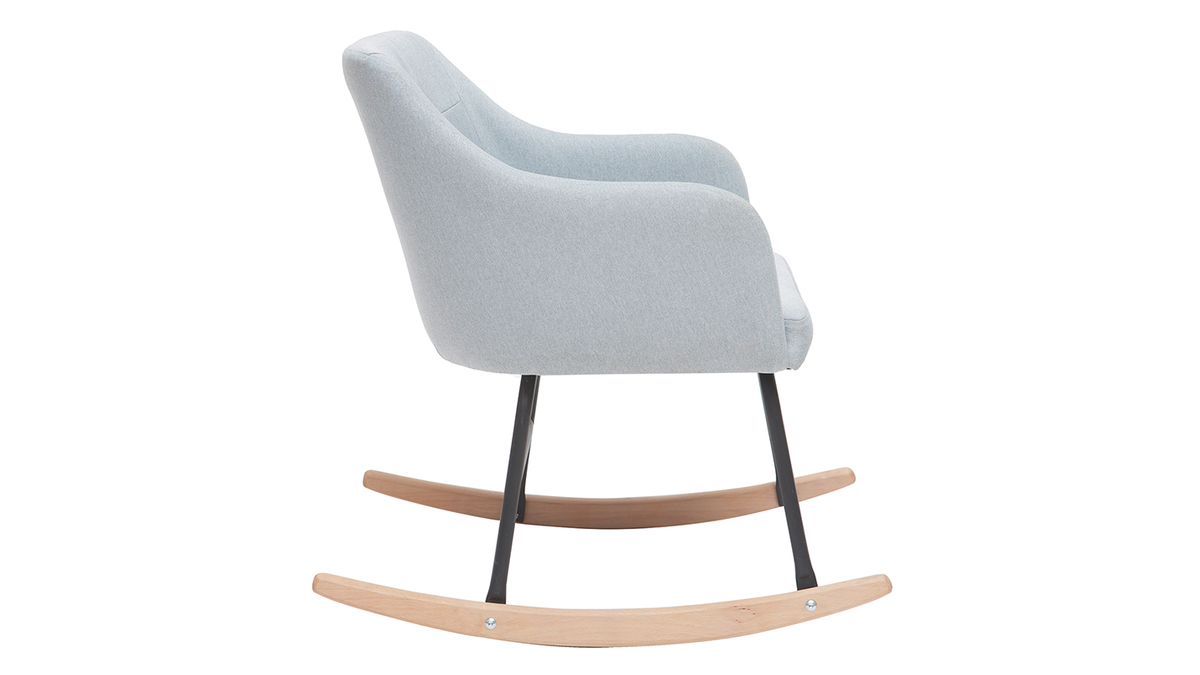Rocking chair design en tissu gris bleu BALTIK