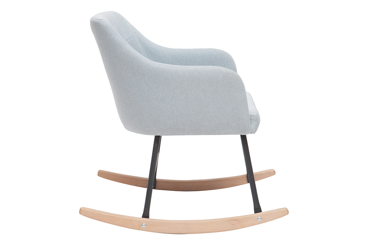 Rocking chair design en tissu gris bleu BALTIK